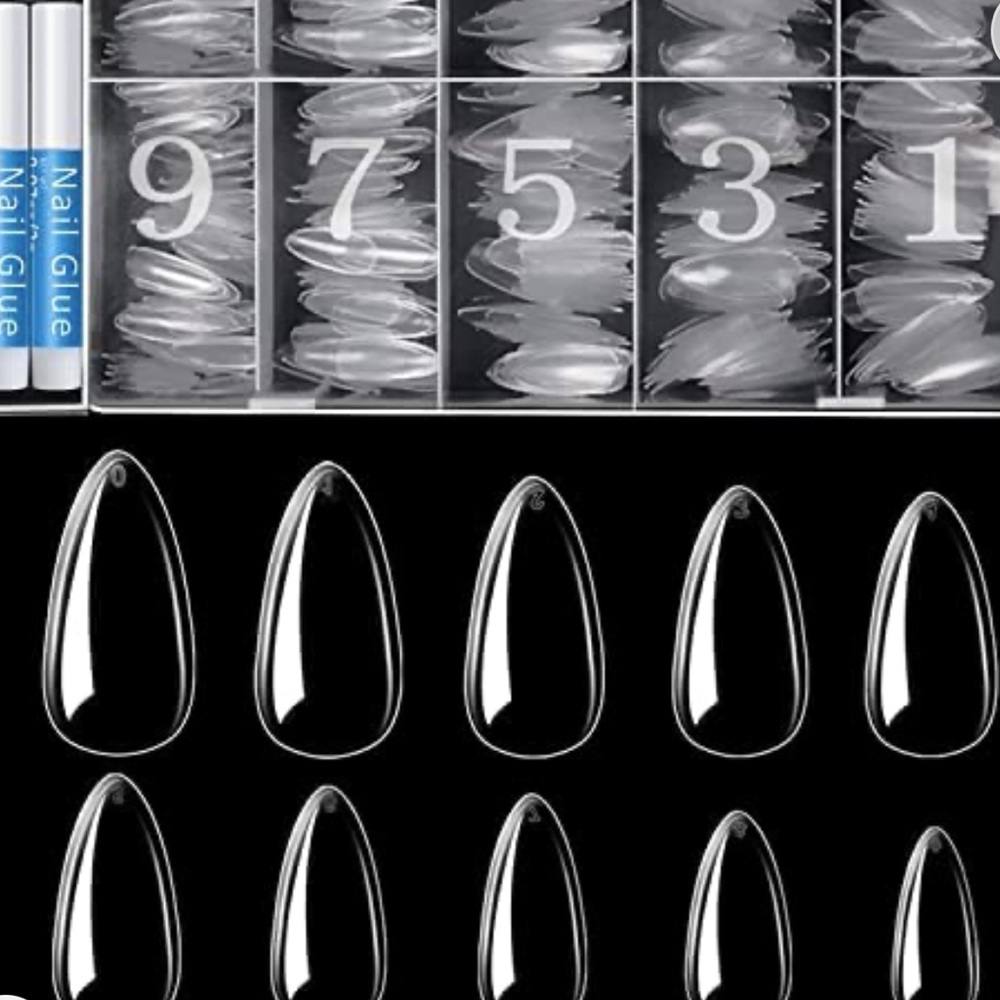 Almond nail tips with glue